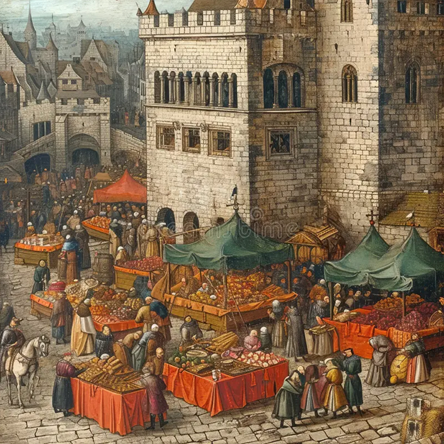 mediaval bustling market